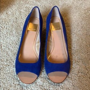 Never worn blue suede dolce vita wedges
